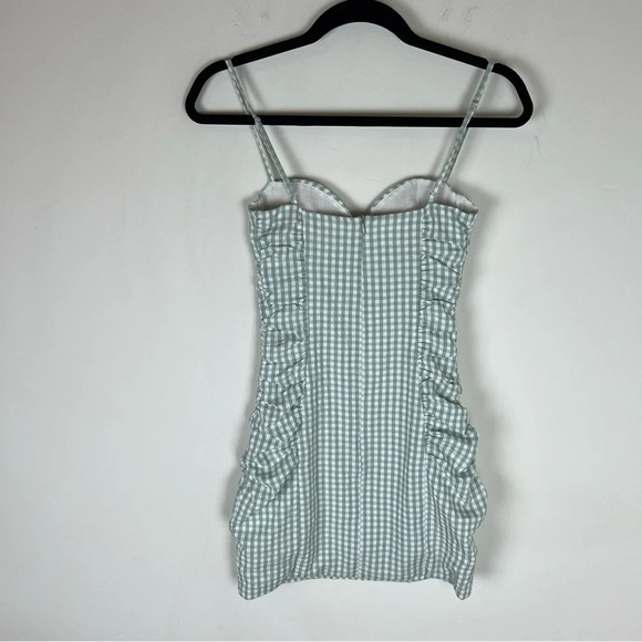 Meshki Eileen Gingham Corset Ruched Mini Dress Green White Size XXS - Picture 5 of 6
